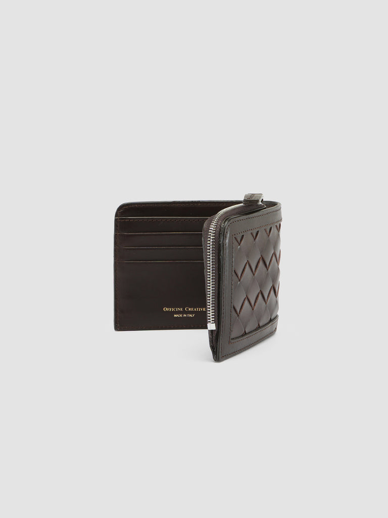 BERGE’ 104 - Brown Woven Leather Bifold Wallet