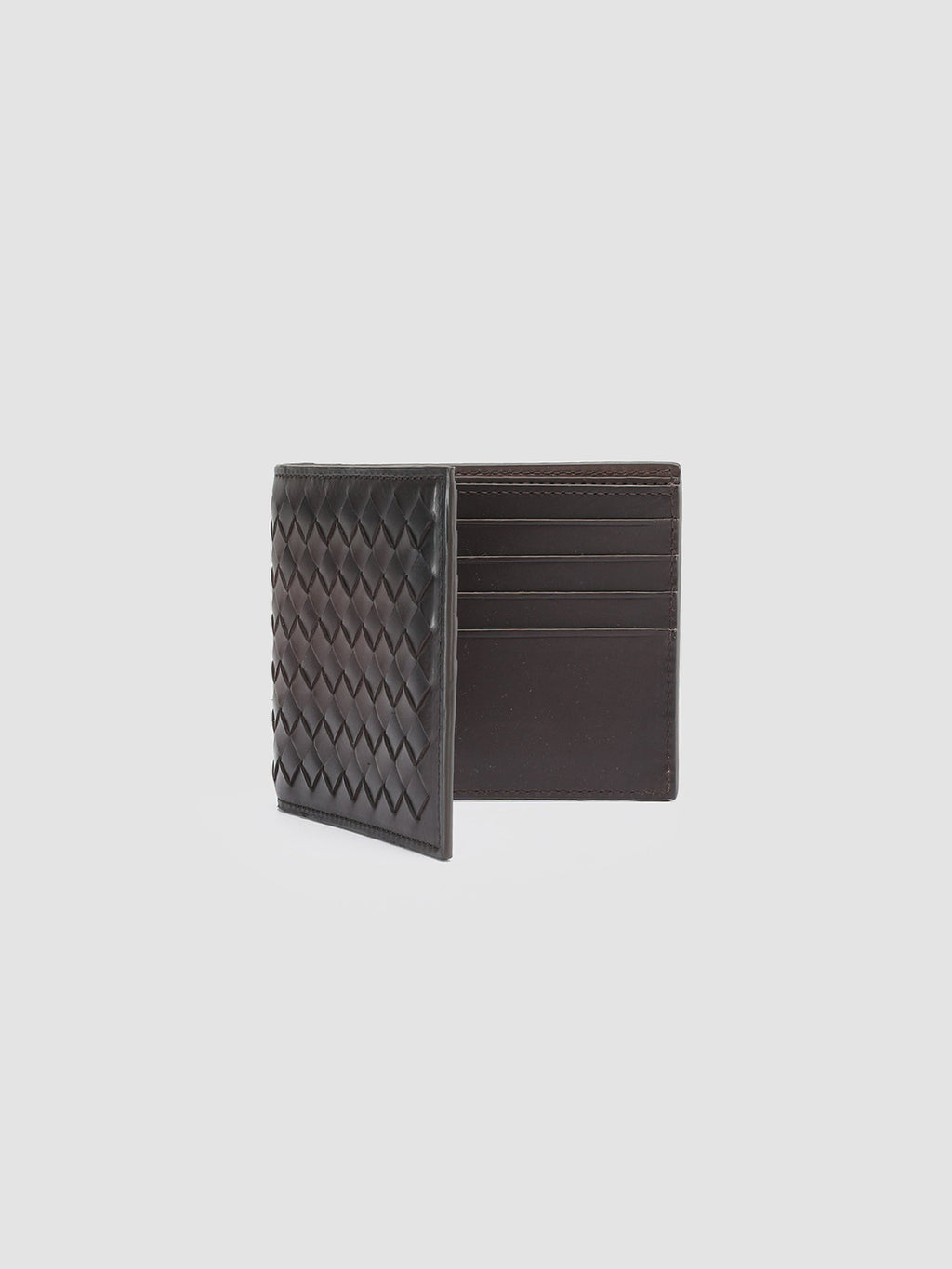 BOUDIN 123 - Braune Faltbrieftasche aus gewebtem Leder - image 5,side view