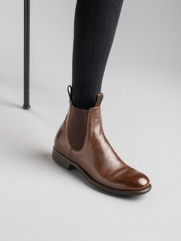 CALIXTE 004 - Brown Leather Chelsea Boots