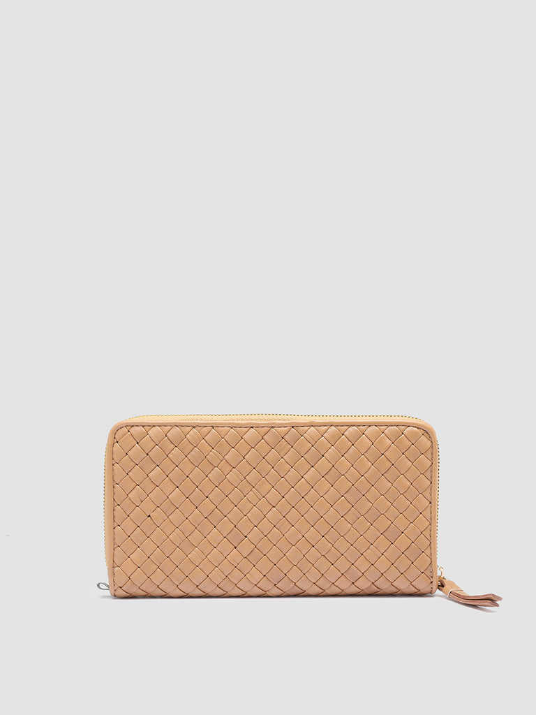 JULIET 101 - Taupe Woven Leather Zip-around Wallet