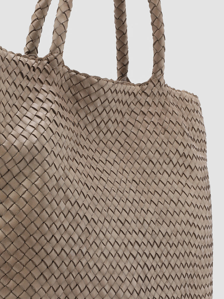 OC CLASS 35 Woven - Taupe Leather Tote Bag