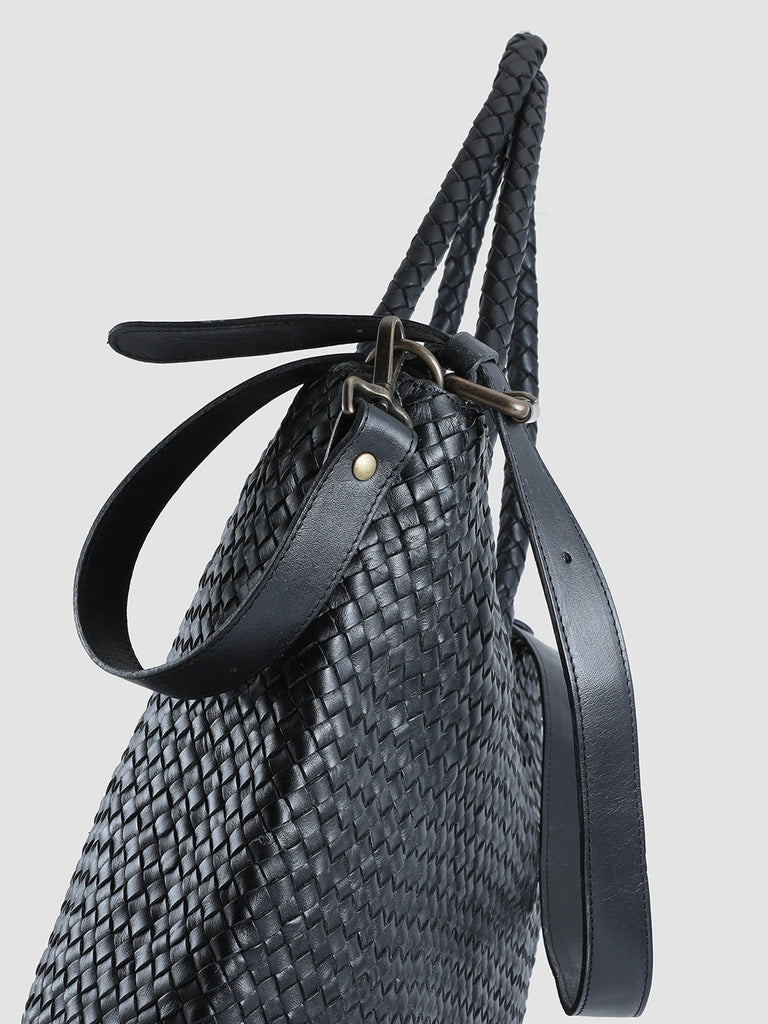 OC CLASS 35 Woven - Black Woven Leather Shoulder Bag