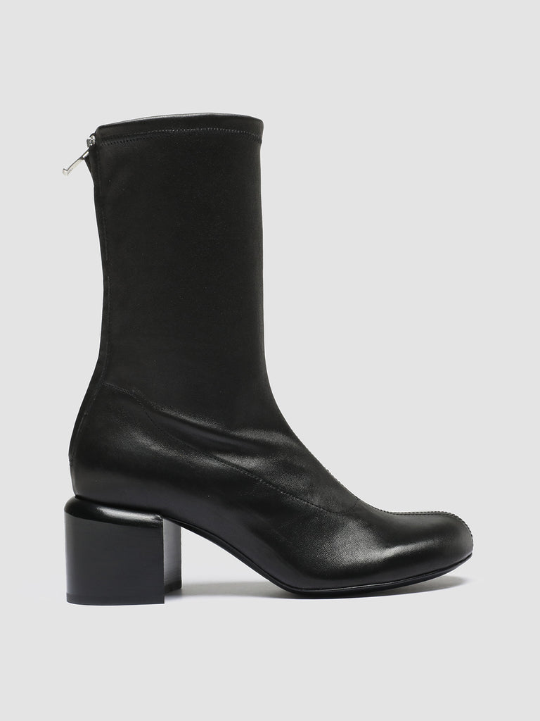 ETHEL 016 - Black Leather Stretch Boots