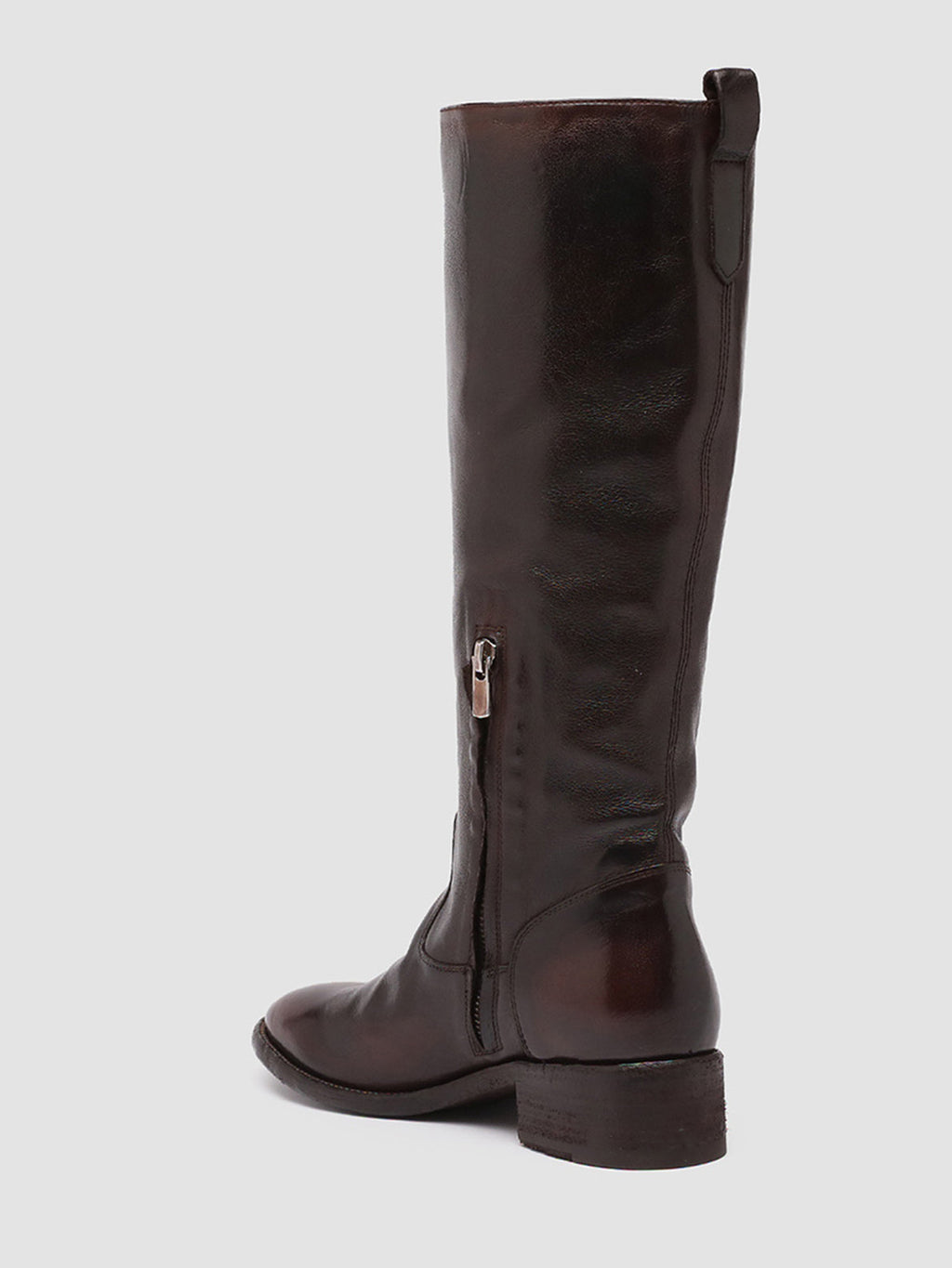 SELINE 013 - Braune Stiefel aus Leder mit Reißverschluss - image 4,side view