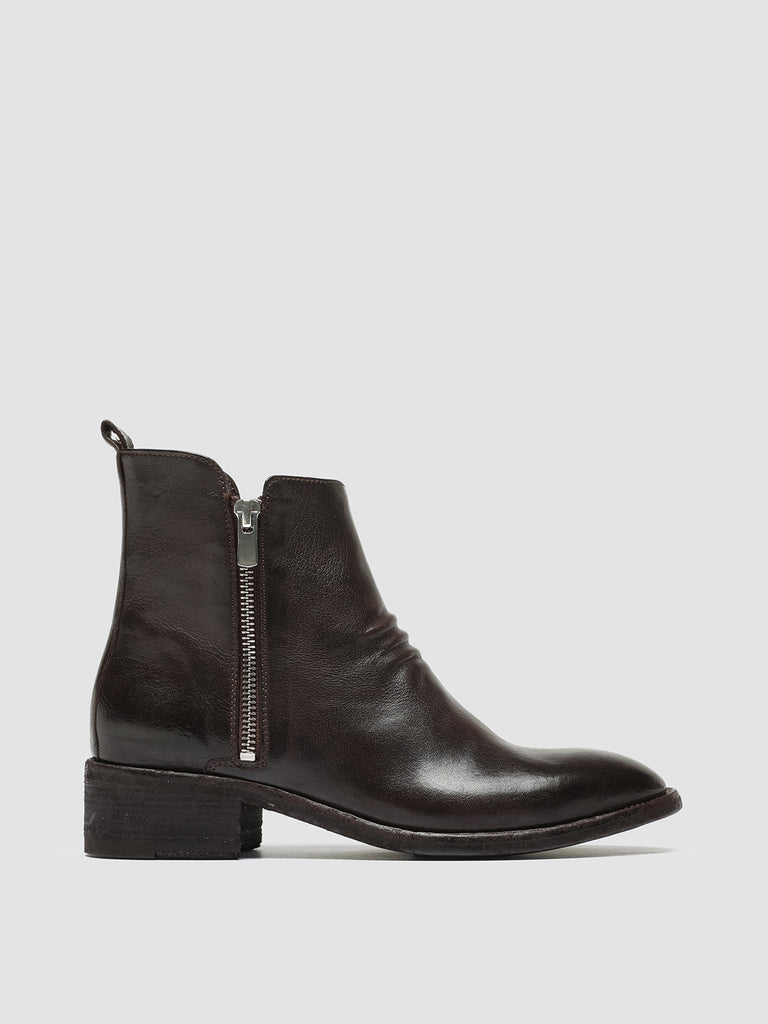 SELINE 031 - Burgundy Leather Zip Boots
