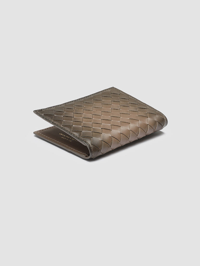 BOUDIN 124 - Taupe Woven Leather Bifold Wallet