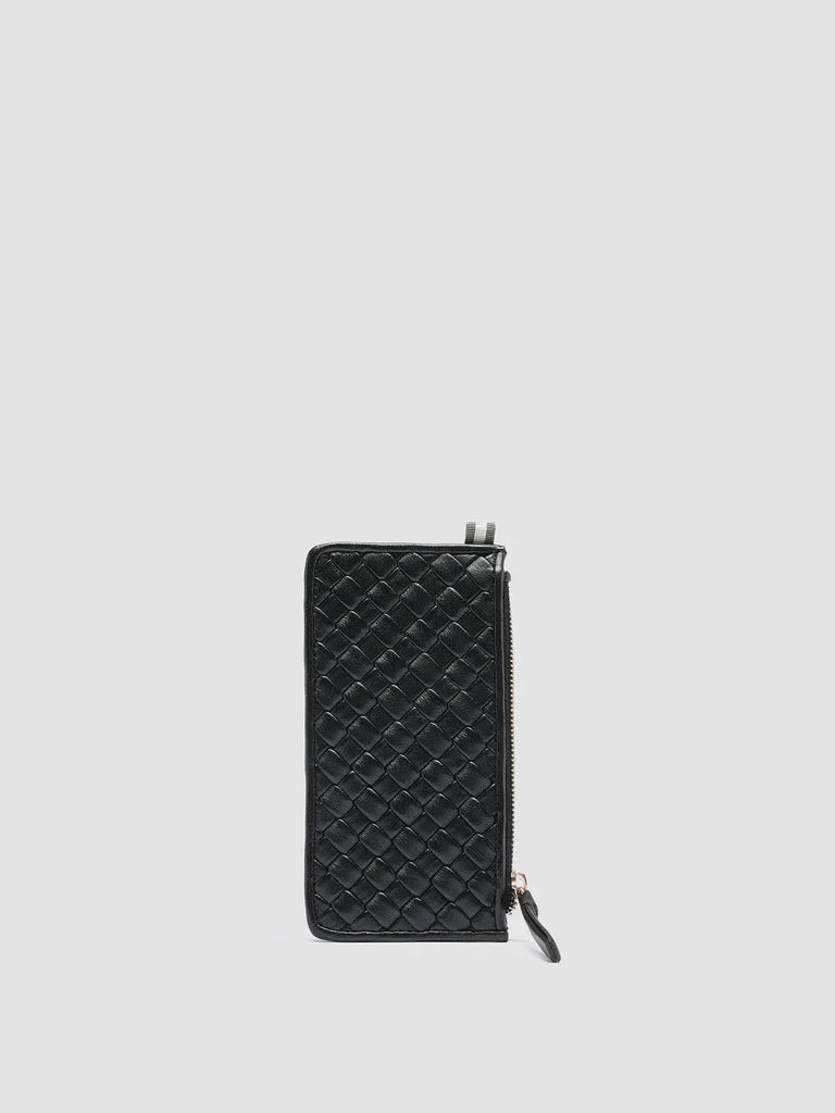 JULIET 103 - Black Woven Leather Card Holder