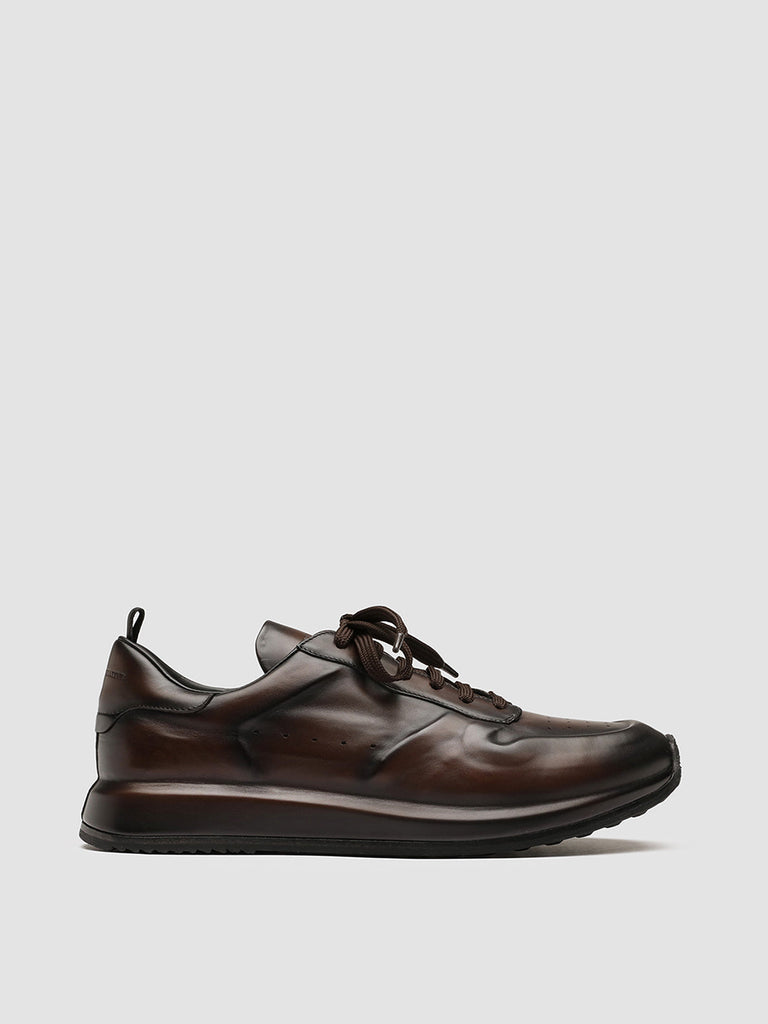 RACE LUX 003 - Brown Airbrushed Leather Sneakers